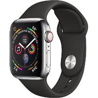 Apple Watch Series 4 (Cellular) 40mm Silver Stainless Steel Black Sports Band - As New